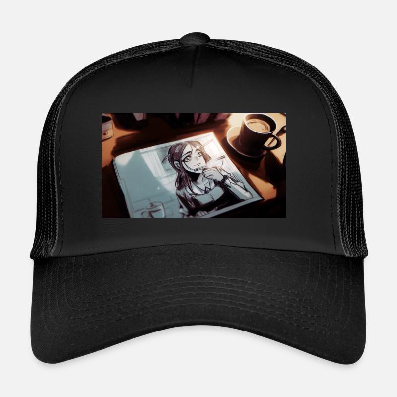 Morning sketch - Trucker Cap - black/black