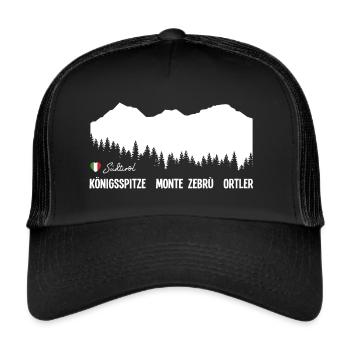 Ortler Monte Zebru Königsspitze Südtirol Italien - Trucker Cap - Schwarz/Schwarz - Vorne