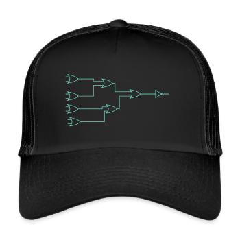 Minimalistischer Schaltplan Design Türkis - Trucker Cap - Schwarz/Schwarz - Vorne