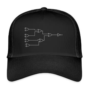 Minimalistischer Schaltplan Design Weiss - Trucker Cap - Schwarz/Schwarz - Vorne
