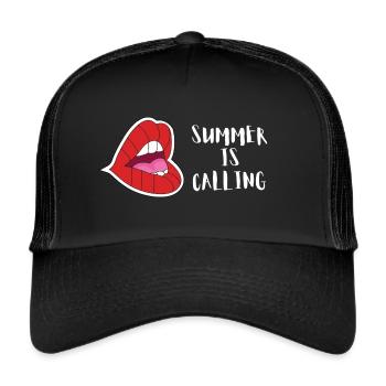 Lippen Sommer Urlaub Strand Meer - Trucker Cap - Schwarz/Schwarz - Vorne