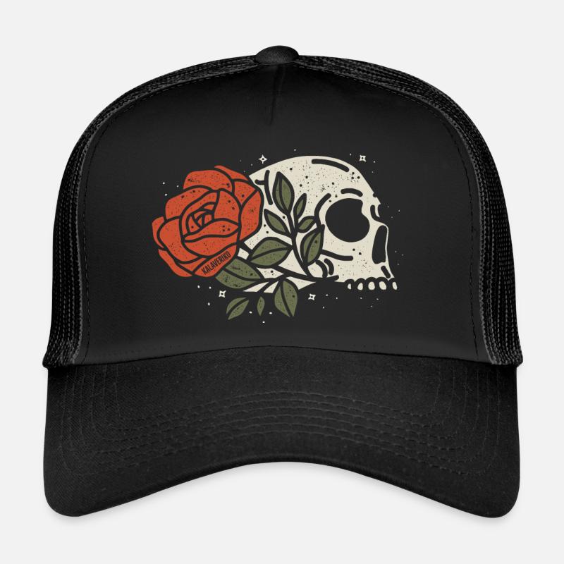 rose rouge Casquette trucker 