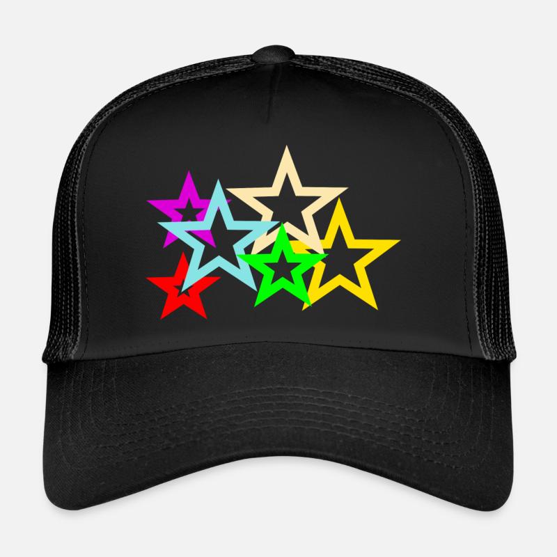 étoiles colorées - Casquette trucker - noir/noir
