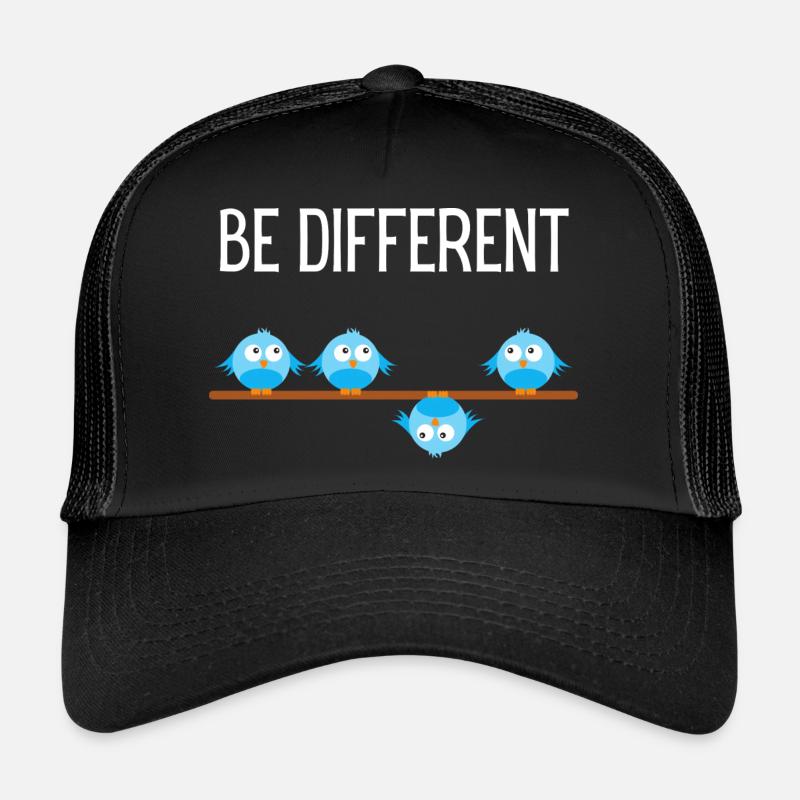 Be different Vogel Birds - Casquette trucker  - noir/noir