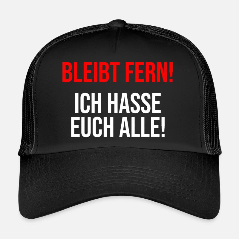 ich hasse Menschen - Trucker Cap - Schwarz/Schwarz