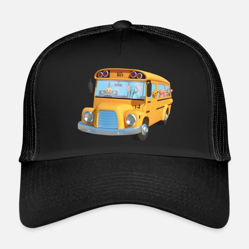 Bus gelbe Tiere Schule - Trucker Cap - Schwarz/Schwarz
