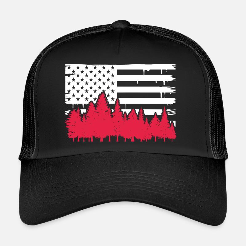 usa flag wildlife forest design Trucker Cap