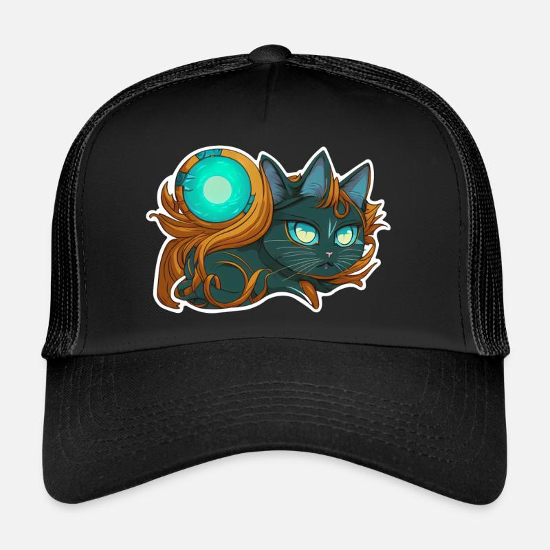 chat noir sorcier - felin chaton Casquette trucker 