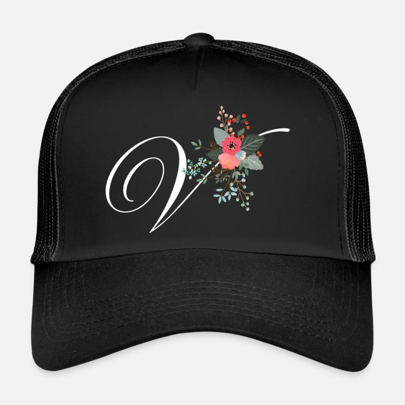 Lettre v fleuris Casquette trucker 
