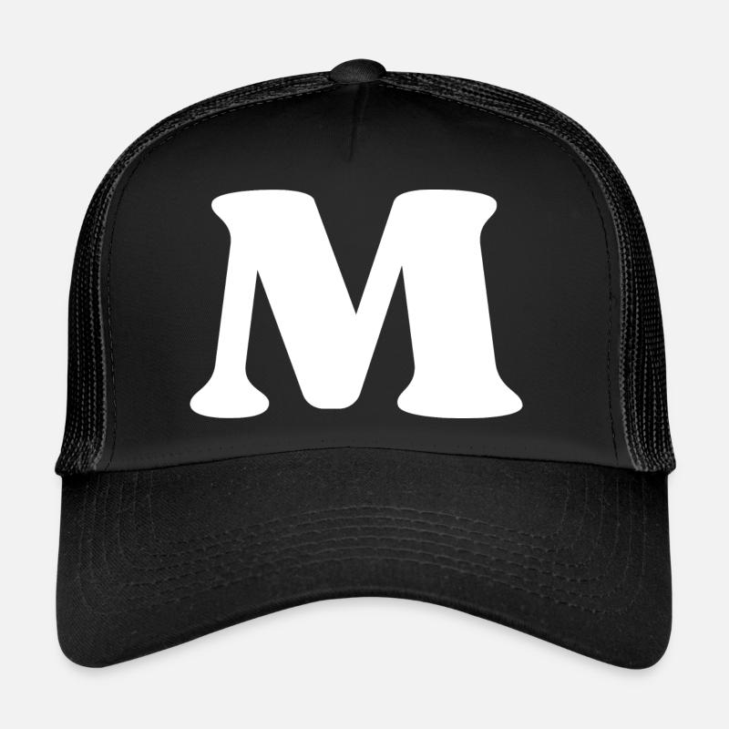 Buchstabe m - Trucker Cap - Schwarz/Schwarz