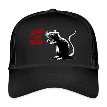 SHIRT ART SUCKS Rote Ratten StreetArt - Trucker Cap - Schwarz/Schwarz - Vorne