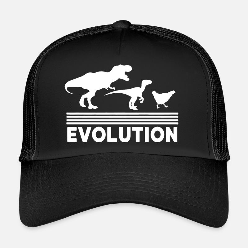 Dinosaurier Huhn Evolution Lustig Vintage Retro 70S - Trucker Cap - Schwarz/Schwarz