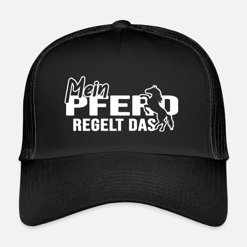 Reiten "Pferd regelt" Springreiter Galopp - Trucker Cap - Schwarz/Schwarz