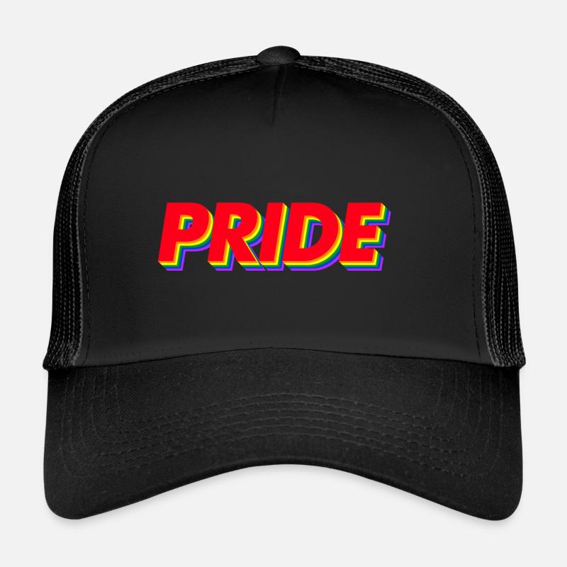 Pride 3D Regenbogenfarben - Trucker Cap - Schwarz/Schwarz