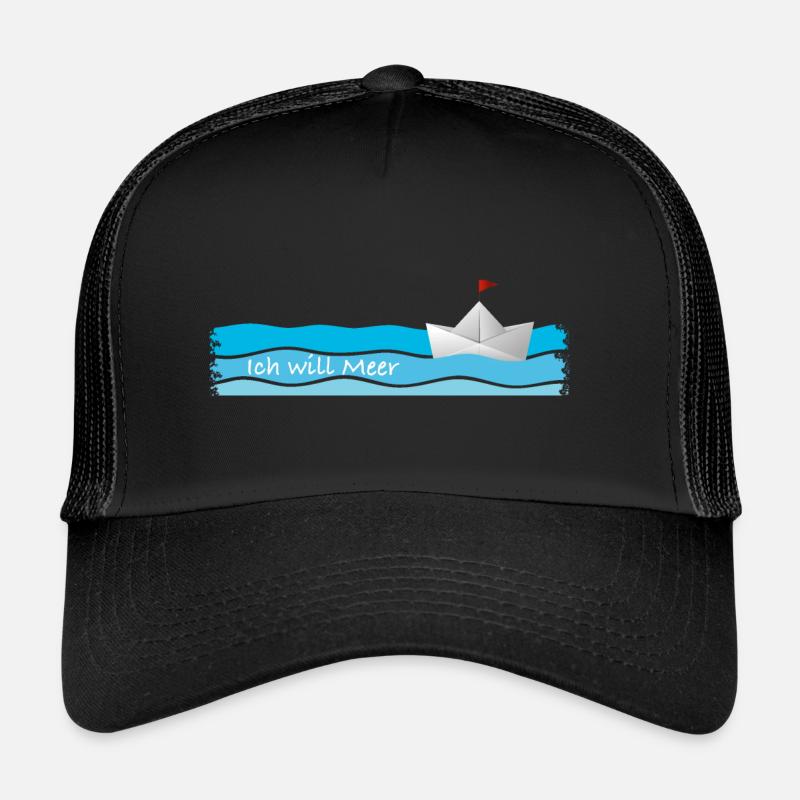 Ich will Meer - Trucker Cap - Schwarz/Schwarz