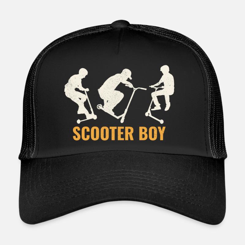 Stunt Scooter Boy Freestyle Scootering Riding - Trucker Cap - black/black