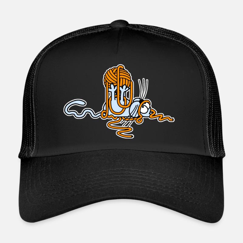Cat playing with a ball - Trucker Cap - black/black