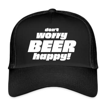 don't worry beer happy 2023 - Trucker Cap - Schwarz/Schwarz - Vorne