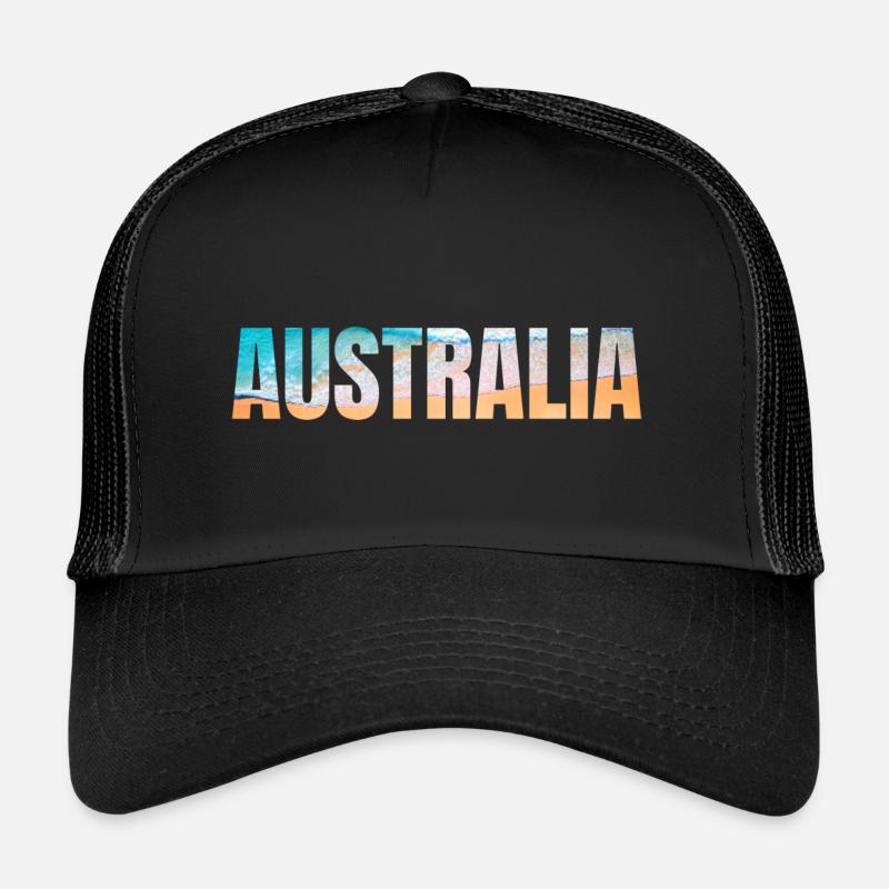 Australien - in englischer Sprache - Trucker Cap - Schwarz/Schwarz