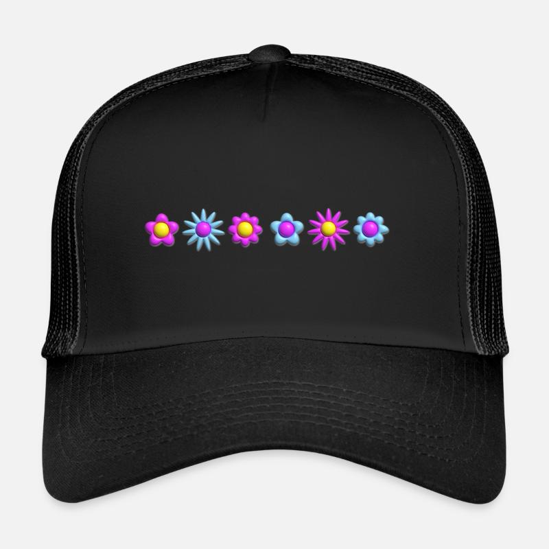 Fleurs en fleurs en rangée 3D Casquette trucker 