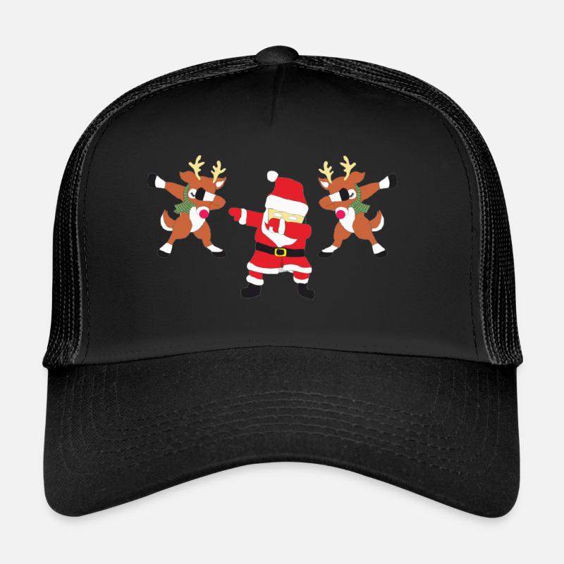 Santa Claus with deer dab - Trucker Cap - black/black