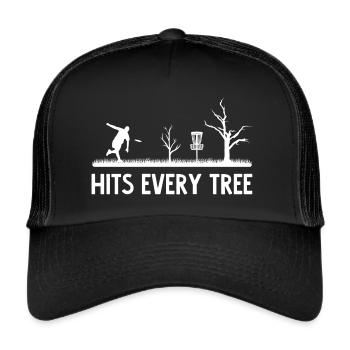 Discgolfer Hits every Tree Discgolf Disc Golf - Trucker Cap - Schwarz/Schwarz - Vorne