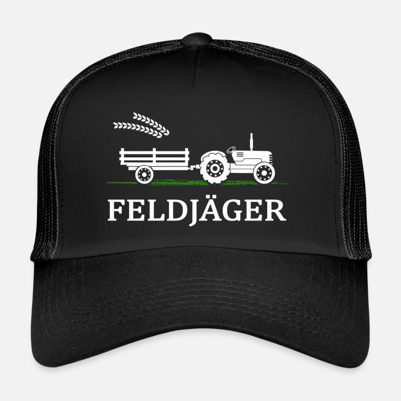 Traktor Feldjäger Dorfkind Bauernhof Landei - Trucker Cap - Schwarz/Schwarz