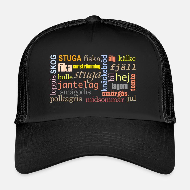 Swedish words - Trucker Cap - black/black
