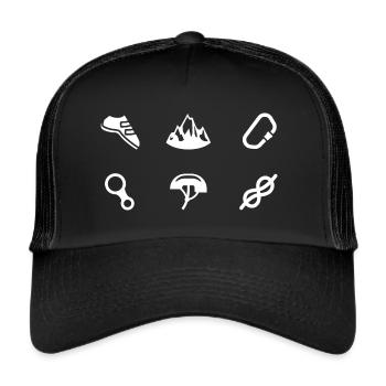 Klettern Symbole Bouldern Bergsteiger Freeclimber - Trucker Cap - Schwarz/Schwarz - Vorne