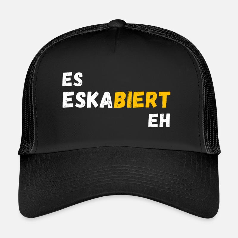 Festival es eskaliert eh Bier Trinkspruch - Trucker Cap - Schwarz/Schwarz