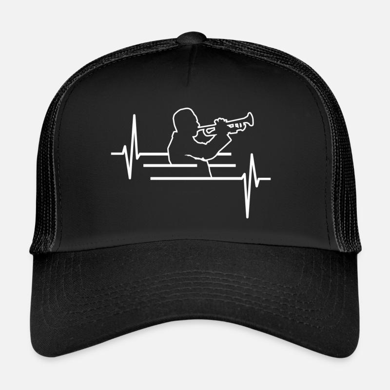 Trompete Herzschlag Trompeter - Trucker Cap - Schwarz/Schwarz