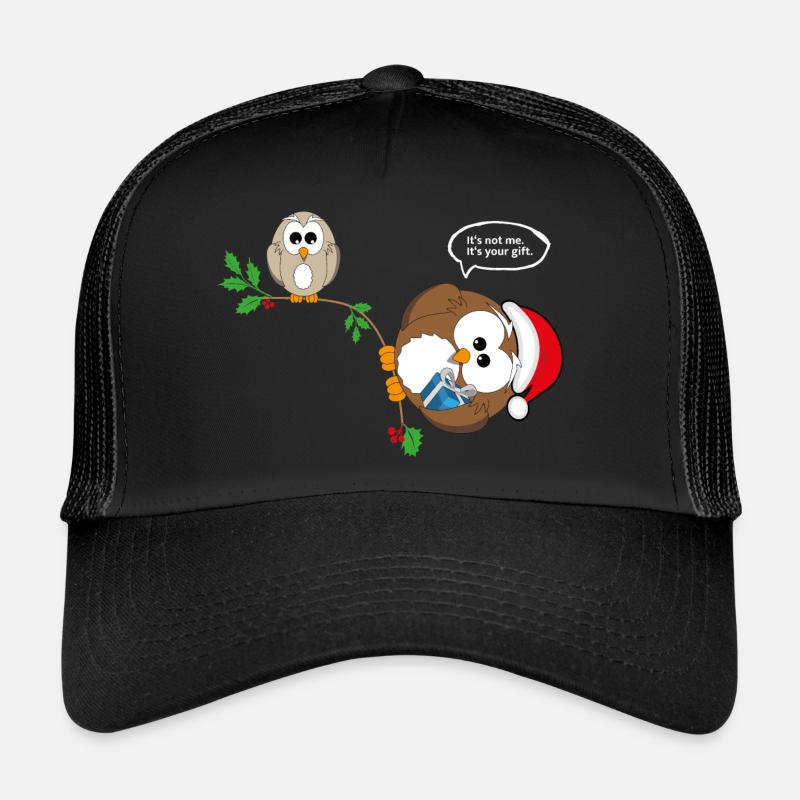 Weihnachten Eule Weihnachtsgeschenk Geschenk - Trucker Cap - Schwarz/Schwarz