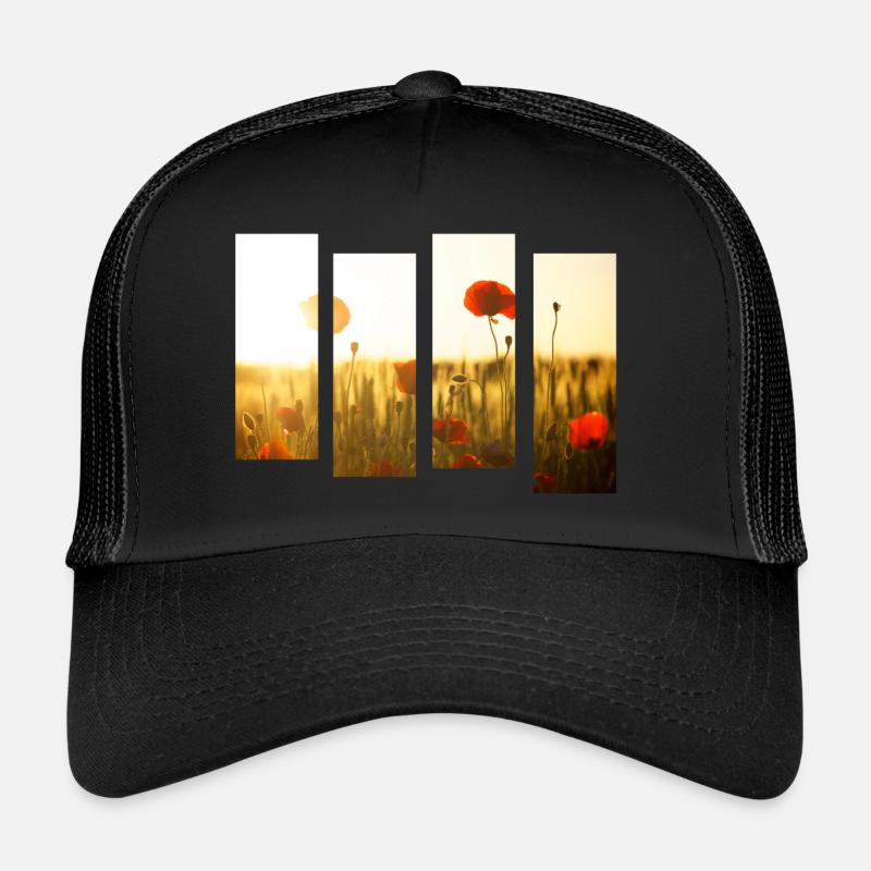 Champ de coquelicots - Casquette trucker  - noir/noir