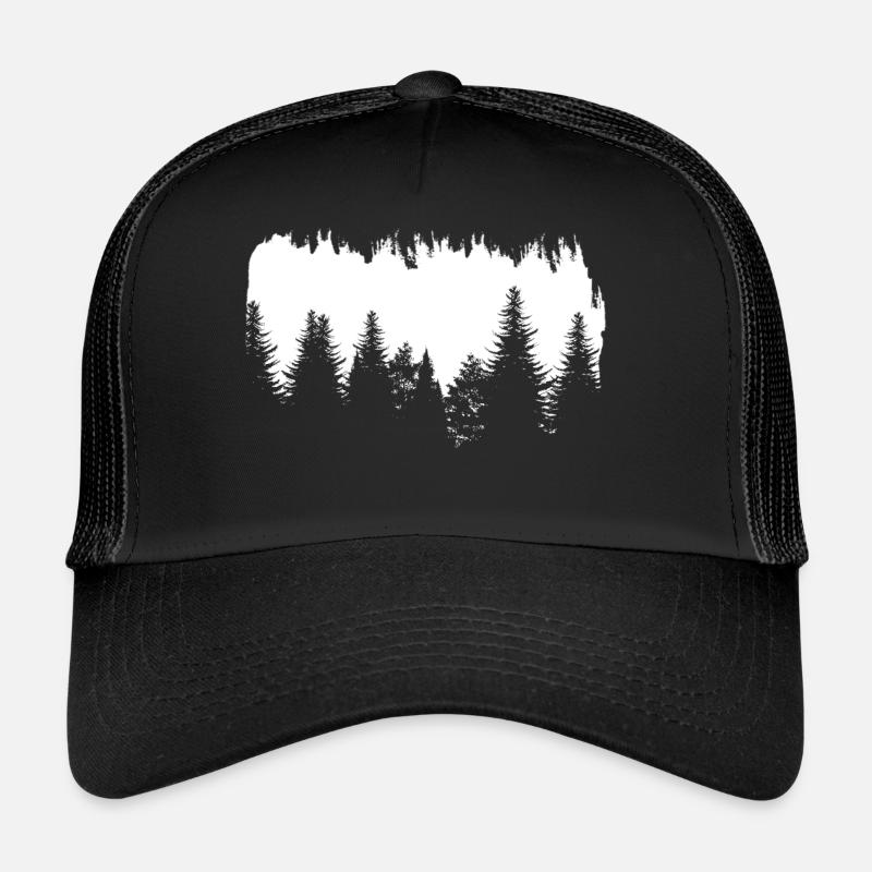 Pine forest silhouette trees nature Trucker Cap