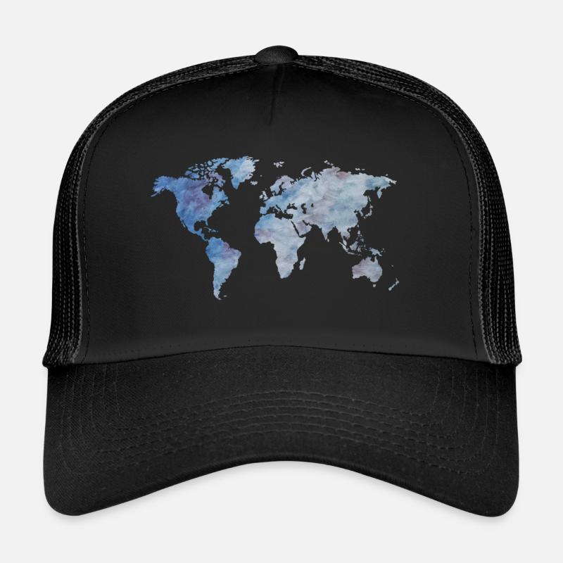 blueWorldmap - Trucker Cap - black/black