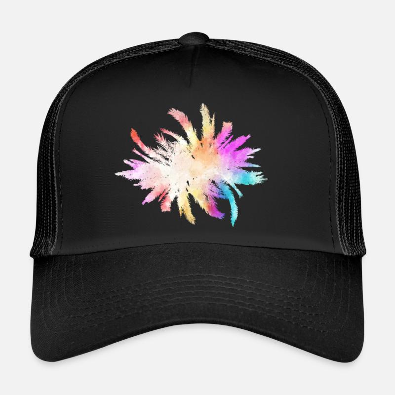 Palmen Blätter Minimal Art - Trucker Cap - Schwarz/Schwarz