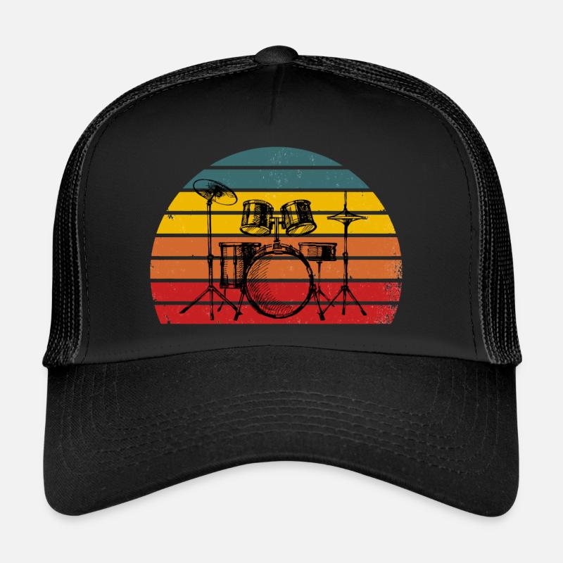 Drums Drummer Vintage Drummer Gift - Casquette trucker  - noir/noir