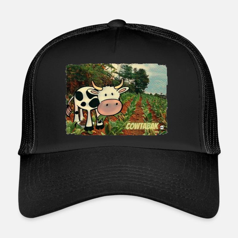 Cowtabak vs Kautabak - kauende Kuh auf einem Feld. Trucker Cap