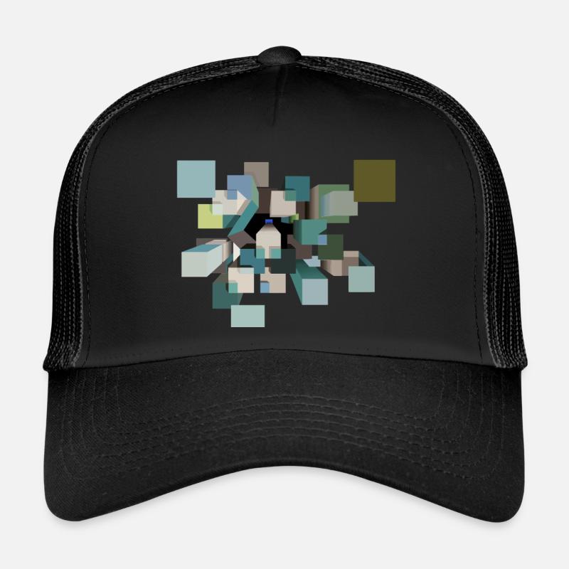 Cubes psychédéliques - Casquette trucker  - noir/noir