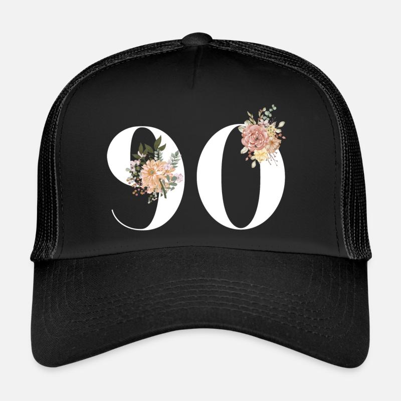90e anniversaire fleuris (Cadeau de 90 ans) Casquette trucker 