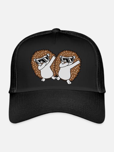 2 amis hérissons dabbing - Casquette trucker  - noir/noir - Devant