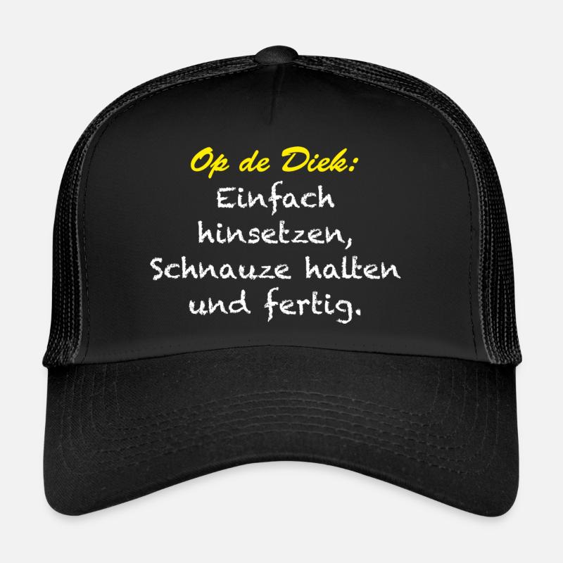 004 Nordseeaner Op de Diek - Hell - Trucker Cap - Schwarz/Schwarz