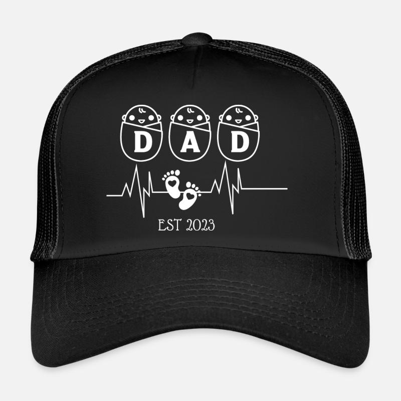 Dad EST 2003 Heartbeat - Trucker Cap - black/black