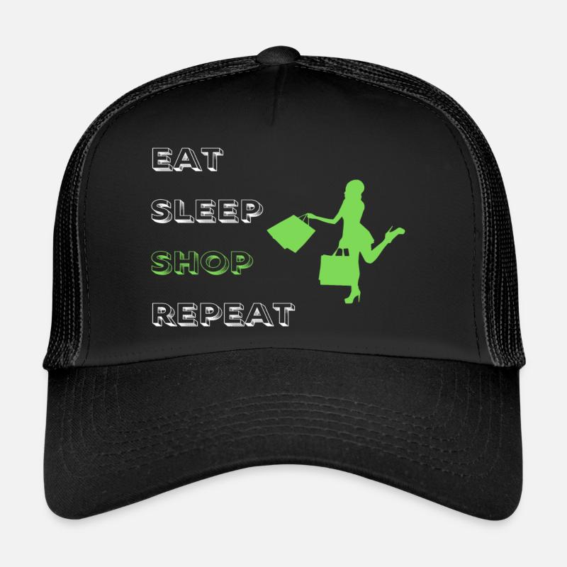 Eat Sleep Shop Repeat - Trucker Cap - Schwarz/Schwarz
