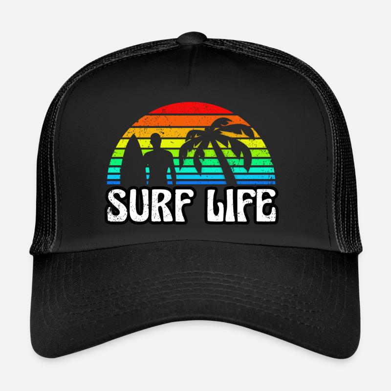 Vintage Sunset Surf Life - Trucker Cap - Schwarz/Schwarz