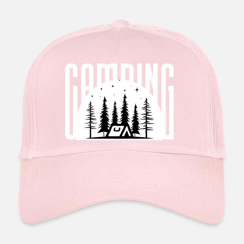 Camping Tent Night Forest Trucker Cap