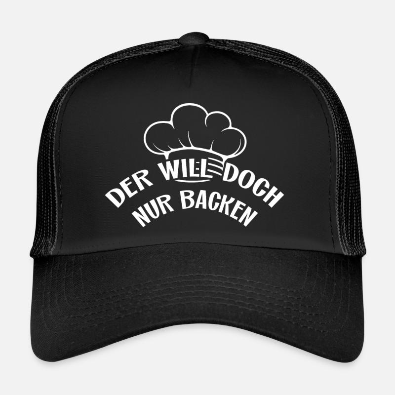 Ich will doch nur backen - selber Brot backen - Trucker Cap - Schwarz/Schwarz
