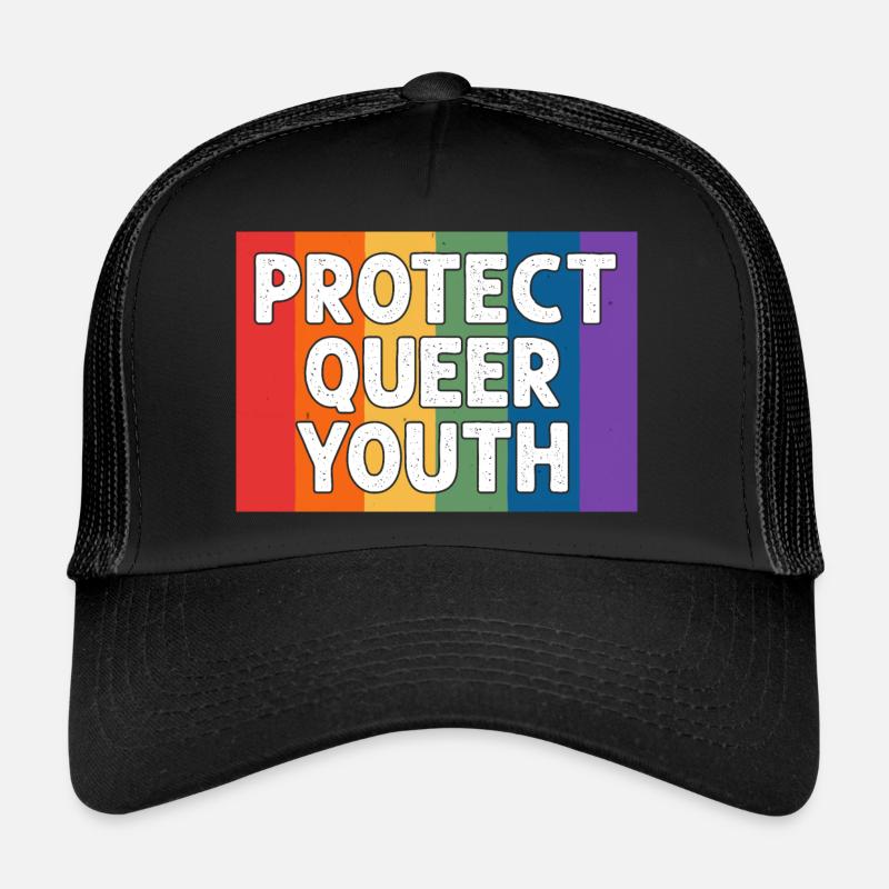 Queere Jugend schützen Regenbogen LGBT Rechte Stolz Trucker Cap