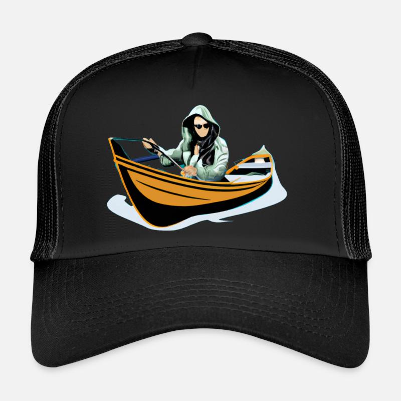 Fischerin im Ruderboot Trucker Cap