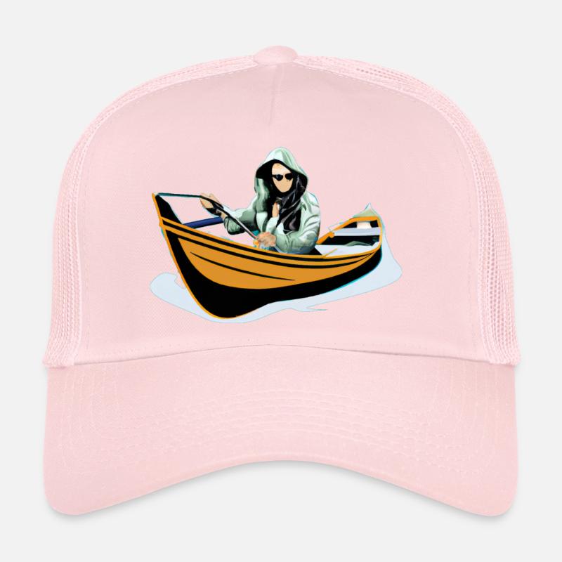 Pêcheuse dans un bateau à rames Casquette trucker 